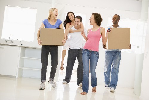 Packing boxes and supplies prepared for a Notting Hill home move