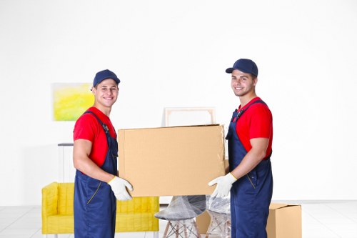 Office furniture and equipment prepared for a commercial move in Notting Hill