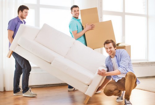 Movers navigating a typical Notting Hill property access challenge