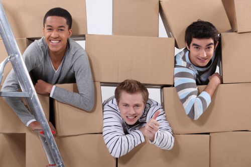Packed boxes and furniture ready for a local apartment relocation