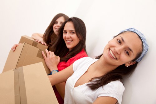 Household items and boxes prepared for a Notting Hill move