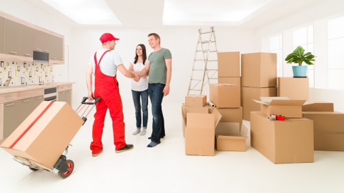 Packed household items ready for removals in Notting Hill