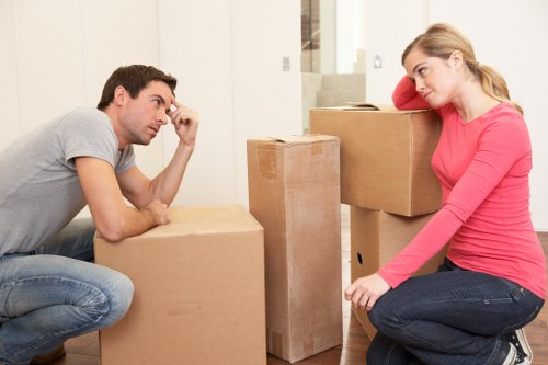 Packed boxes and furniture ready for removal truck hire in Notting Hill